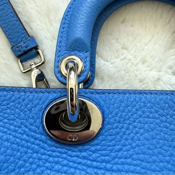 Christian Dior mini electric blue grained calf leather small Bag Authentic